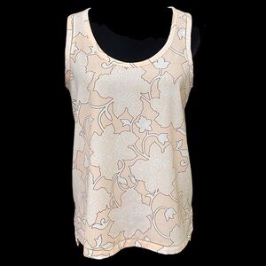Ann Taylor Pink Floral Tank Top Blouse Sleeveless Scoop Neck Size Small